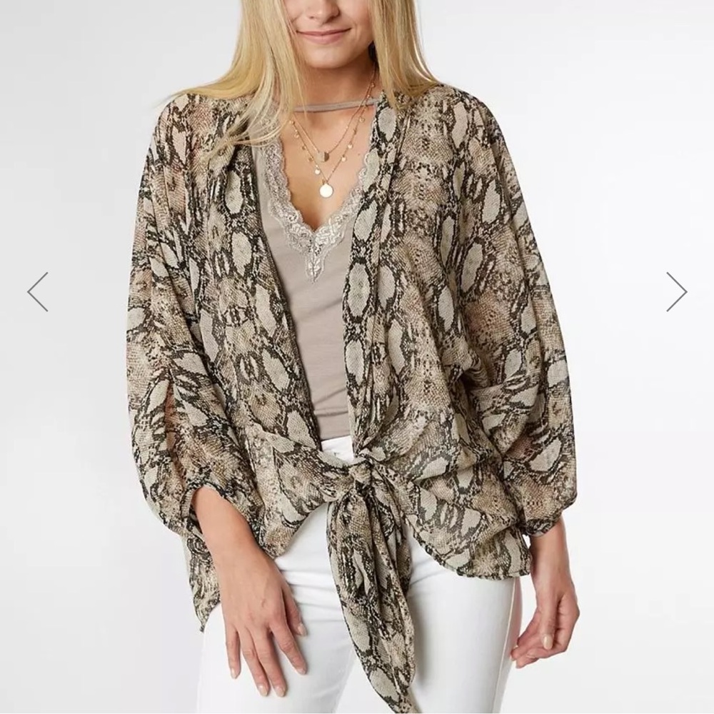 Blu Pepper Snakeskin Chiffon Kimono Size Small